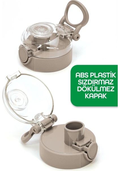 Su Matarası Tritan Geniş Ağız Su Şişesi Luxury Spor Matarası Suluğu Bpasız 730 ml Bej 0110