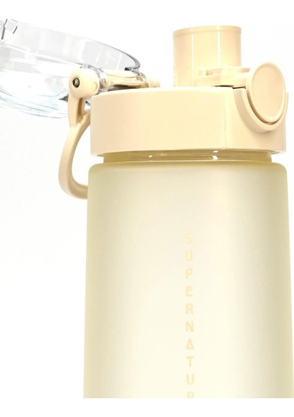 Su Matarası Tritan Geniş Ağız Su Şişesi Luxury Spor Matarası Suluğu Bpasız 730 ml Bej 0110
