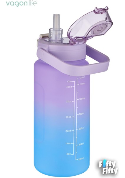 2'li Ekonomik Motivasyon Matara Seti 1500 ml Büyük Boy 4 Farklı Renk Seçeneği Fiftyfifty fırsatları