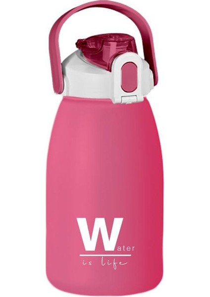 1600 ml Su Matarası – “water Is Life” Tasarımı, Bpa’sız, Kilitli ve Sızdırmaz Kapak - Pembe fiyatları