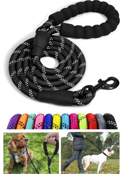 Köpekler Için Gezdirme Tasması Kayışı Reflektörlü 130 cm Kayış Orta ve Büyük Boy Köpekler