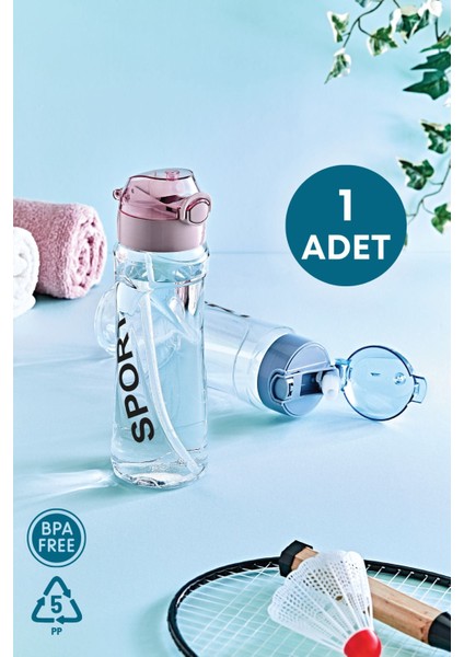 Plastik Polikarbon Pipetli Su Matarası Su Şişesi Suluk 700 ml Spor Salonu Su Şişesi Sporcu Suluk-Ma