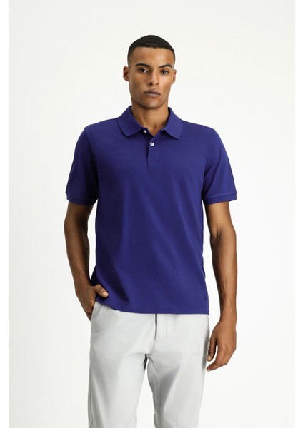 Polo Yaka Regular Fit Nakışlı Pamuk Tişört