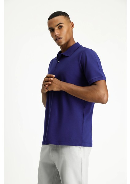 Polo Yaka Regular Fit Nakışlı Pamuk Tişört