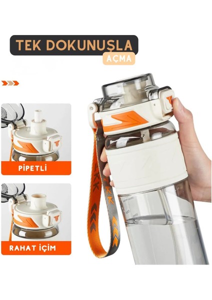 Tkk 800ML Pipetli/pipetsiz Kullanıma Uygun Ölçü Skalalı Tritan Spor Matara fırsatları
