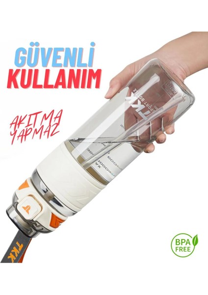 Tkk 800ML Pipetli/pipetsiz Kullanıma Uygun Ölçü Skalalı Tritan Spor Matara
