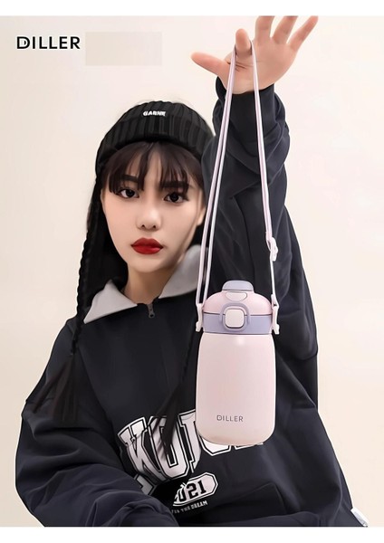 Tek Kapak Çift Kullanım Pipetli/pipetsiz 420ML Askılı Çelik Su Matarası 6 Saat Sıcak/soğuk indirimleri