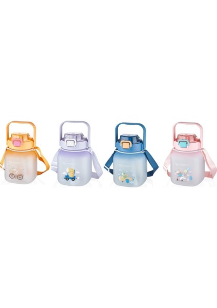 Tritan 1100 ml Çocuk Askılı Pipetli Pipetsiz Kullanım Su Matarası Çıkartma Hediyeli fiyatları