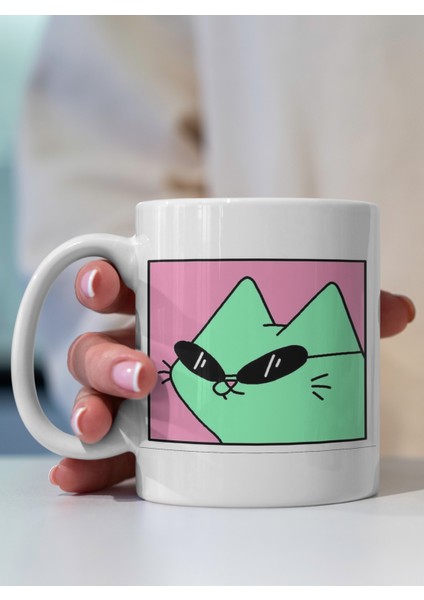 Kupa Bardak - Kedi Desenli Kupa Bardak - Hediyelik Kupa Bardak