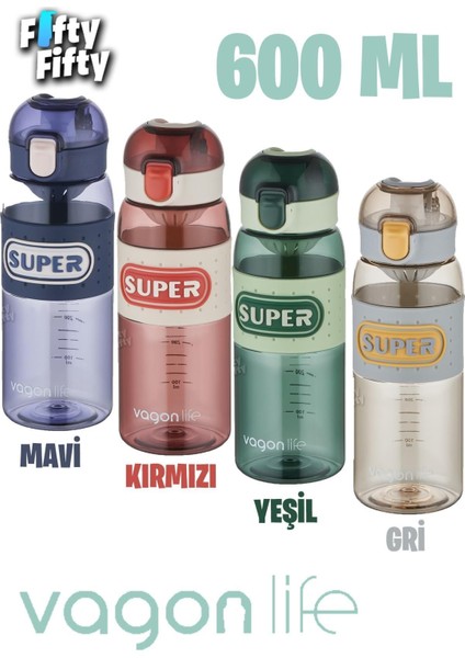 600 ml Rahat Içim (Pipetsiz) Kulplu Kaydırmaz Gövde Su Matarası -SÜZGEÇLI-FFVGN2024600ML