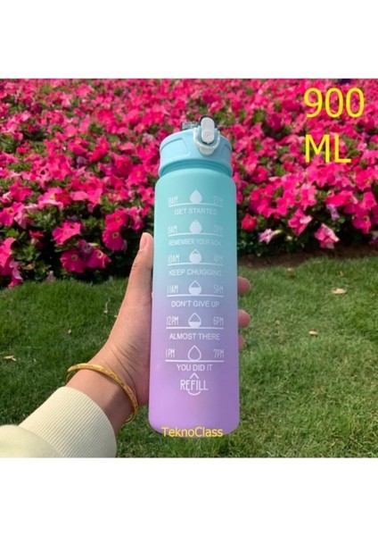 Motivasyonel Su Matarası Suluk 900 ml Pipetli Su Matarası (Siyah ) modelleri