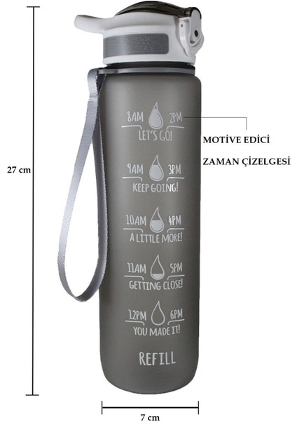 - 1 Litre- 1 Lt Motivasyonel Zaman Çizelgeli Matara&suluk- Spor&outdoor - Bpa Free indirimleri