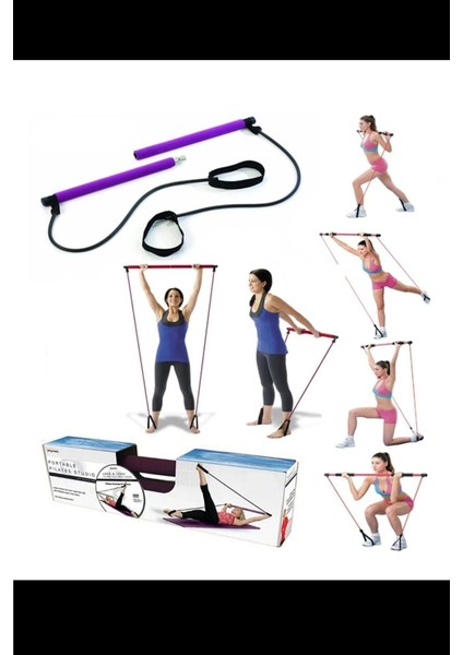 Çok Renkli Portable Pilates Studio Jimnastik Egzersiz Çubuğu Pilates Direnç Lastiği