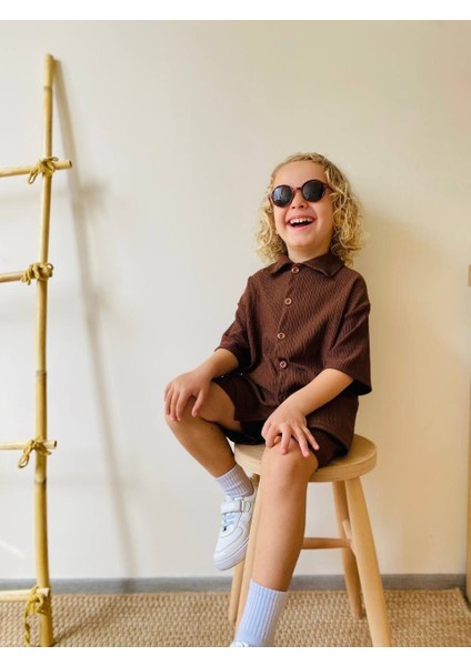 Erkek Çocuk Yazlık Takım 3-10 Yaş – Şortlu Gömlek Set | Börümcük Kumaş Alt Üst Ikili Takım