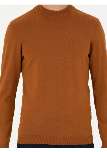 Erkek Tarçın Slim Fit Çeyrek Balıkçı Yaka Triko Kazak 50276521-VR191
