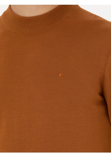 Erkek Tarçın Slim Fit Çeyrek Balıkçı Yaka Triko Kazak 50276521-VR191