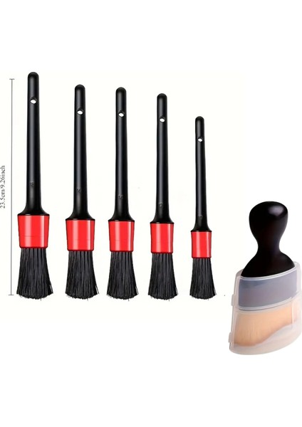 Bakgelal 6 Parça Araba Temizlik Fırçası Seti, Detay + Menfez Fırçası, Araç Içi Toz ve Kir Temizliği Için Ideal Set, Oto Detaylı Temizlik 5+1 Fırça Seti, Menfez, Göğüs Paneli ve Zor Alanlar Için Uygun