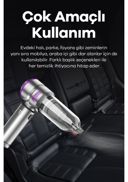 Mini Araç Süpürgesi El Tipi Portatif 15.000 Pa Extra Vakum Güçlü ve Üflemeli 3 Kademeli fiyatları