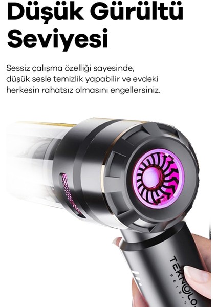 Mini Araç Süpürgesi El Tipi Portatif 15.000 Pa Extra Vakum Güçlü ve Üflemeli 3 Kademeli indirimleri