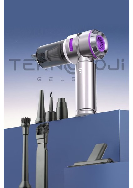 Mini Araç Süpürgesi El Tipi Portatif 15.000 Pa Extra Vakum Güçlü ve Üflemeli 3 Kademeli