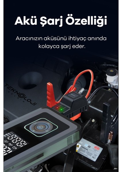 Taşınabilir Araç Pompası 10.000MAH Akü Şarj Eden Otokompresör Elfeneri Powerbank Çanta Hediye 3in1 fiyatları