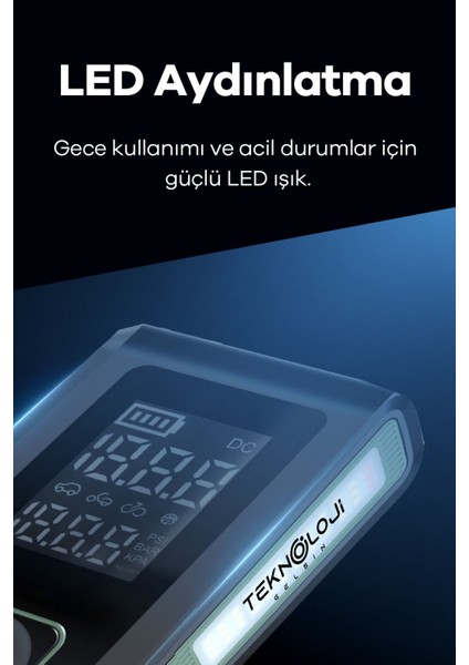 Taşınabilir Araç Pompası 10.000MAH Akü Şarj Eden Otokompresör Elfeneri Powerbank Çanta Hediye 3in1 indirimleri