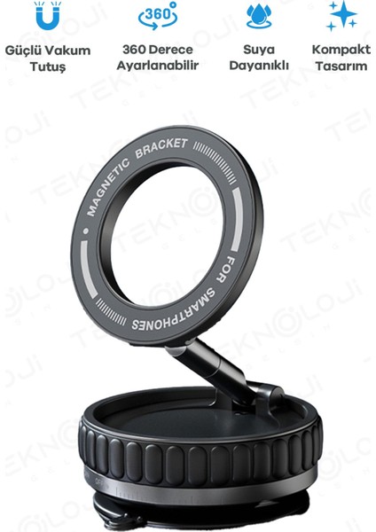 Vakumlu Telefon Tutucu Katlanabilir Mıknatıslı Araçiçi Ayna Torpido Tezgah Uyumlu Yeni Nesil Tutucu