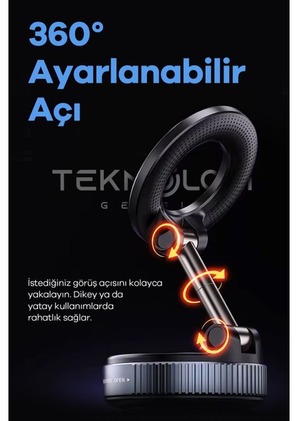 Vakumlu Telefon Tutucu Katlanabilir Mıknatıslı Araçiçi Ayna Torpido Tezgah Uyumlu Yeni Nesil Tutucu modelleri