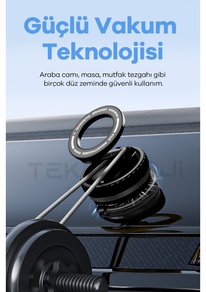 Vakumlu Telefon Tutucu Katlanabilir Mıknatıslı Araçiçi Ayna Torpido Tezgah Uyumlu Yeni Nesil Tutucu