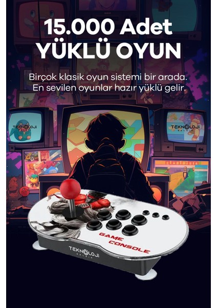 Çift Kişilik Atari 4K Full Hd Gaming Retro Arcade Uyumlu Oyun Konsolu 20.000 Oyun Ps1/gb/cps 9 Emltr fiyatları