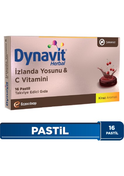 Herbal İzlanda Yosunu & C Vitamini 16 Pastil - İzlanda Yosunu, C Vitamini, Sinirliot Ekstresi