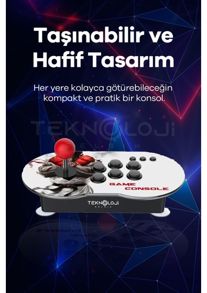Çift Kişilik Atari 4K Full Hd Gaming Retro Arcade Uyumlu Oyun Konsolu 20.000 Oyun Ps1/gb/cps 9 Emltr