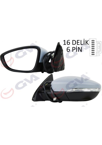 Diş Dikiz Aynasi Sol Jetta 11 Elektrikli Isitmali Sinyalli Astarli Asferik 7 Fiş VM-6381EHPAL Dpmah
