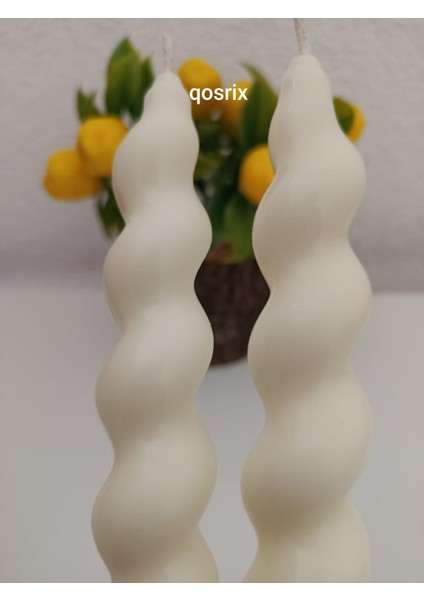 2'li Açık Krem Italyan Burgulu Şamdan Soya Mumu Doğal Kokulu Uzun Çubuk Konik Burgu Spiral Mum Dekoratif fiyatları