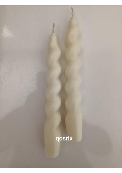 2'li Açık Krem Italyan Burgulu Şamdan Soya Mumu Doğal Kokulu Uzun Çubuk Konik Burgu Spiral Mum Dekoratif modelleri