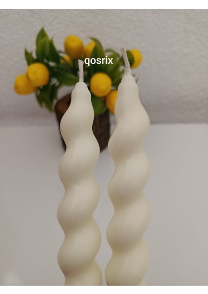 2'li Açık Krem Italyan Burgulu Şamdan Soya Mumu Doğal Kokulu Uzun Çubuk Konik Burgu Spiral Mum Dekoratif fırsatları