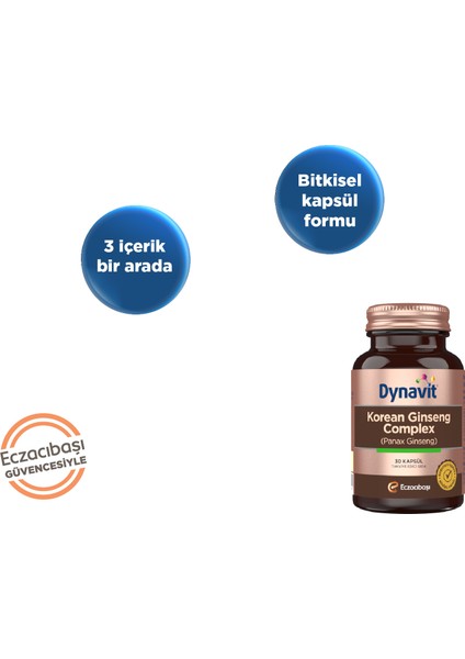 Korean Ginseng Complex (Panax Ginseng) 30 Bitkisel Kapsül - Panax Ginseng, Ginkgo Biloba, L-Arjinin