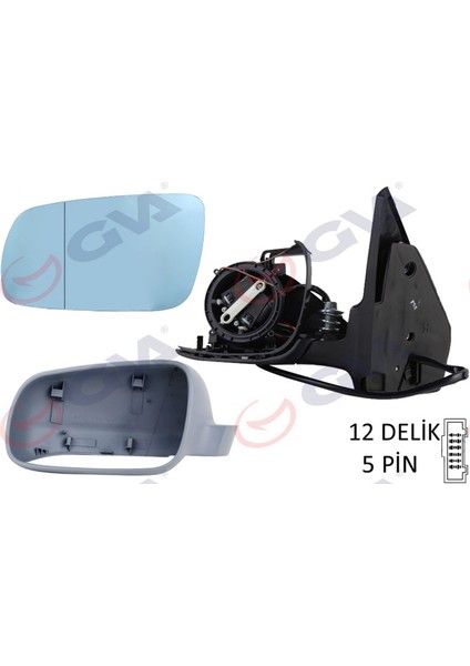 Diş Dikiz Aynasi Sol Golf-Bora 98 Elektrikli Astarli Konveks 5 Fiş VM-188AL Dpmah