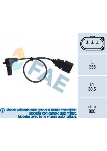Eksantirik Devir Sensörü Otomatik Golf Iv-Octavia-Leon-Toledo-A3 1.6-1.8-1.9 T-Fsi-Tdi-Sdi Dpmah
