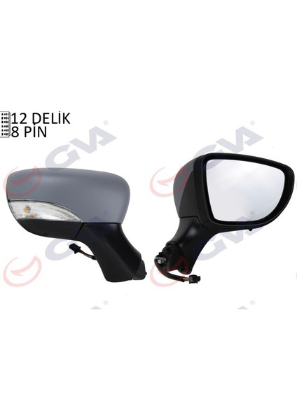 Diş Dikiz Aynasi Sağ Clio 12 Elektrikli Isitmali Astarli Sinyalli Sensörlü Konveks VM-6126EHPSR Dpmah