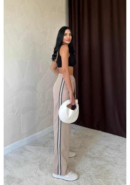 AYDOGANTICARET44 Bej Yanları Şeritli Pantolon