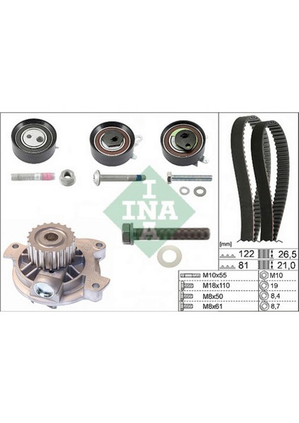 Devirdaimli Triger Seti 122X265 T4 2.5tdi 96-03 -LT35 2.5tdi 96-06 -Volvo V70 2.5ydi Ajt-Ayy Dpmah