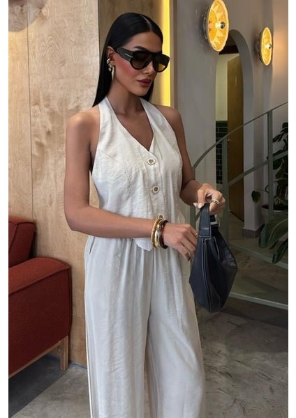 Halter Yaka Yelekli Modal Takım 10144