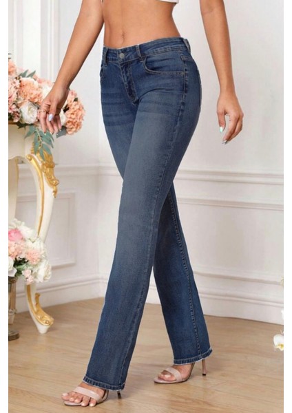 Kadın Boru Paça Yüksek Bel Regular Fit Likralı Pantolon