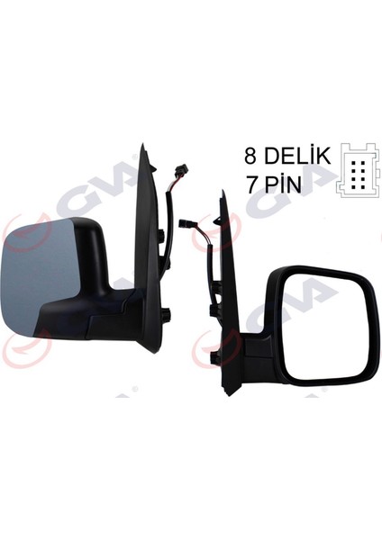 Diş Dikiz Aynasi Sağ Fiorino-Bipper-Nemo 07 Elektrikli Isitmali Sensörlü Astarli Konveks 7 Fiş VM-6115EHPSR Dpmah