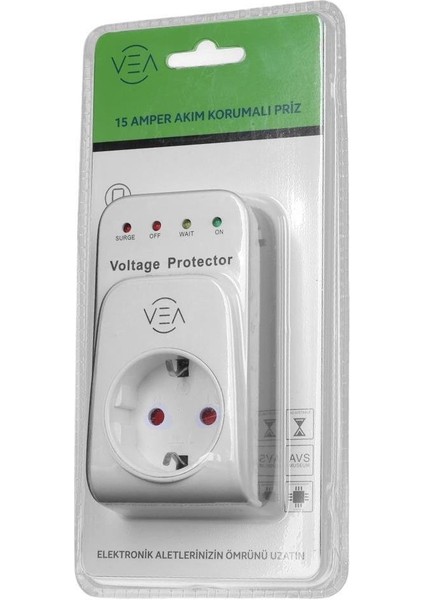 VE-25531 15A 3520W Akım Korumalı Priz Aşırı Yüksek Gerilim