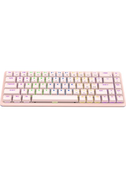 Rebel Pembe Low Profile Blue Swıtch Mekanik Gaming Oyuncu Klavye Us Layout Rainbow