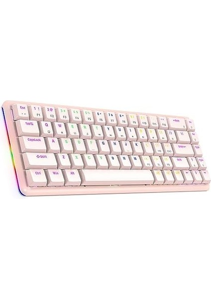 Rebel Pembe Low Profile Blue Swıtch Mekanik Gaming Oyuncu Klavye Us Layout Rainbow