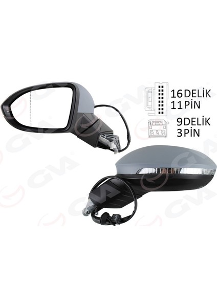 Diş Dikiz Aynasi Sol Elektrikli Isitmali Sinyalli Astarli Hafizali Kör Noktali Asferik Vw Golf 20 Dpmah
