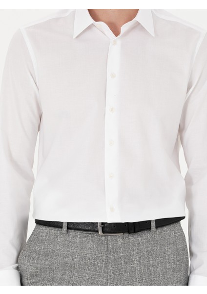 Erkek Beyaz Slim Fit Uzun Kollu Gömlek 50279880-VR013